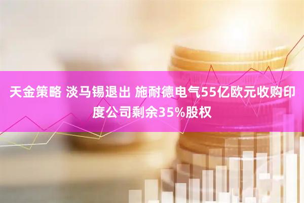 天金策略 淡马锡退出 施耐德电气55亿欧元收购印度公司剩余35%股权